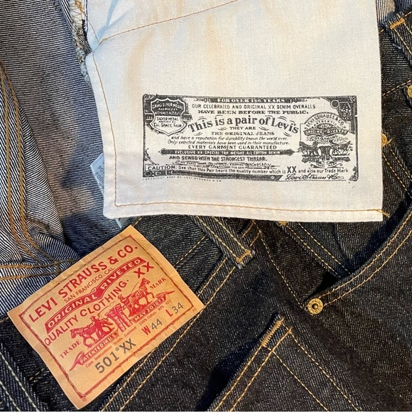 Vintage 80’s/90’s NOS Levi’s 501XX Button Fly Jeans Deadstock Raw Denim 44/34 - Picture 9 of 12